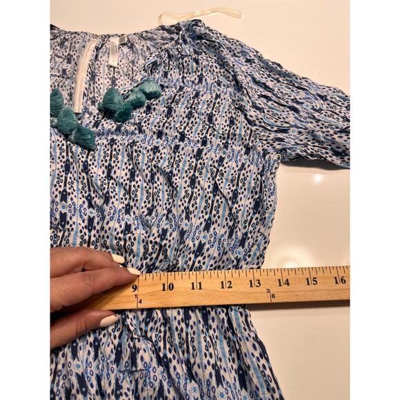 Seafolly Women's Blue Geometric Boho Tassels V-Neck Playsuit Romper Size Small - Picture 7 of 10